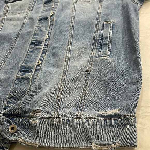 Highway Jeans blue denim Jean long jacket distressed oversized sized XL - Picture 11 of 16